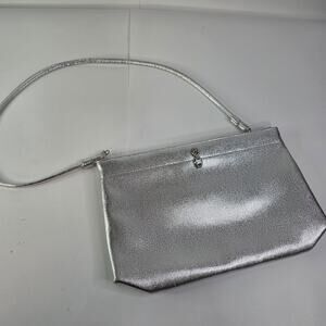 MARDANE Women's Vintage Silver metallic Snap Closure Purse USA Retro Clutch